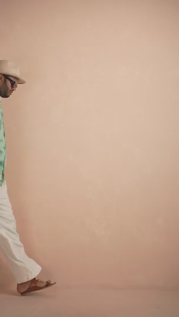 Seafoam Green Tie-Dye pure linen shirt