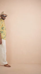 Light Mustard Yellow Tie & Dye pure linen shirt