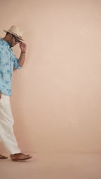 Tie & Dye Ice Blue pure linen shirt