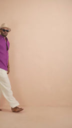 Magenta Purple Pure Linen Shirt