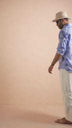 ocean marble wash tie & dye pure linen shirt