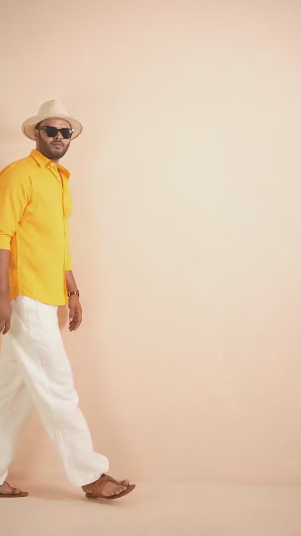 Mustard Yellow Pure Linen Shirt