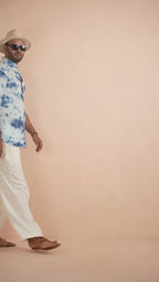 Tie & Dye Sky Blue Pure Linen Shirt