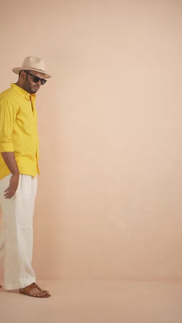 Tangerine Orange Pure Linen Shirt