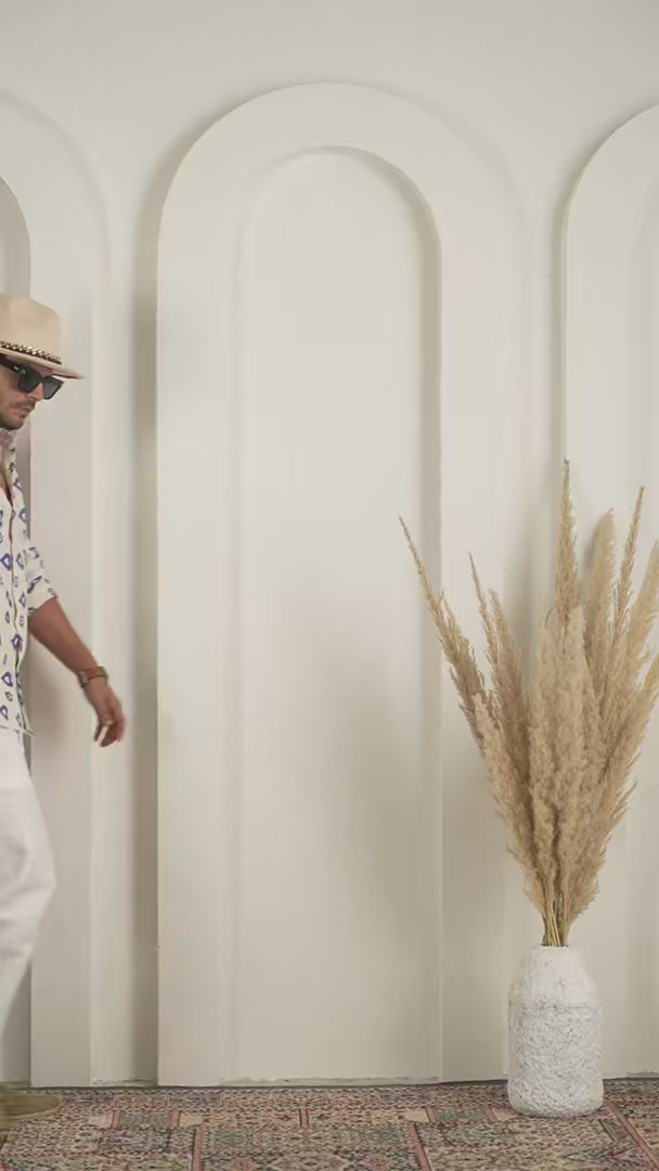 Block Print Blue Pure Linen Shirt