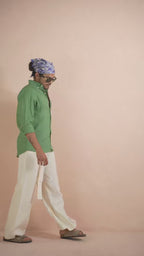 Solid Sage Green Pure Linen Shirt