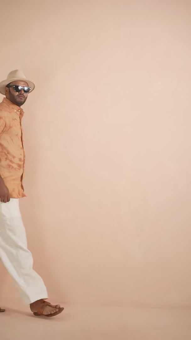 Tie & Dye Rust pure linen shirt