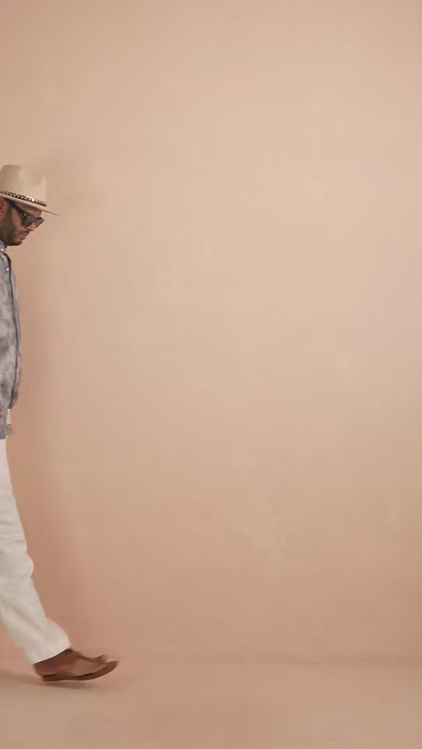 Smoke Grey Tie & Die Pure Linen Shirt