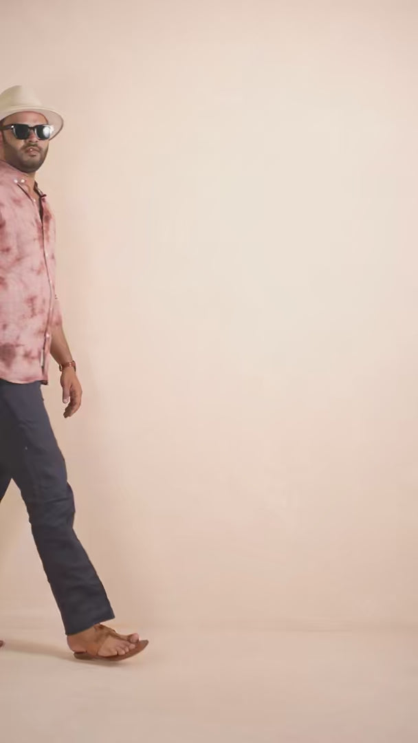 Tie & Dye Dusty Rose Pink Pure Linen Shirt