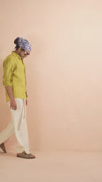Tie & Dye Washed Olive Pure Linen Shirt