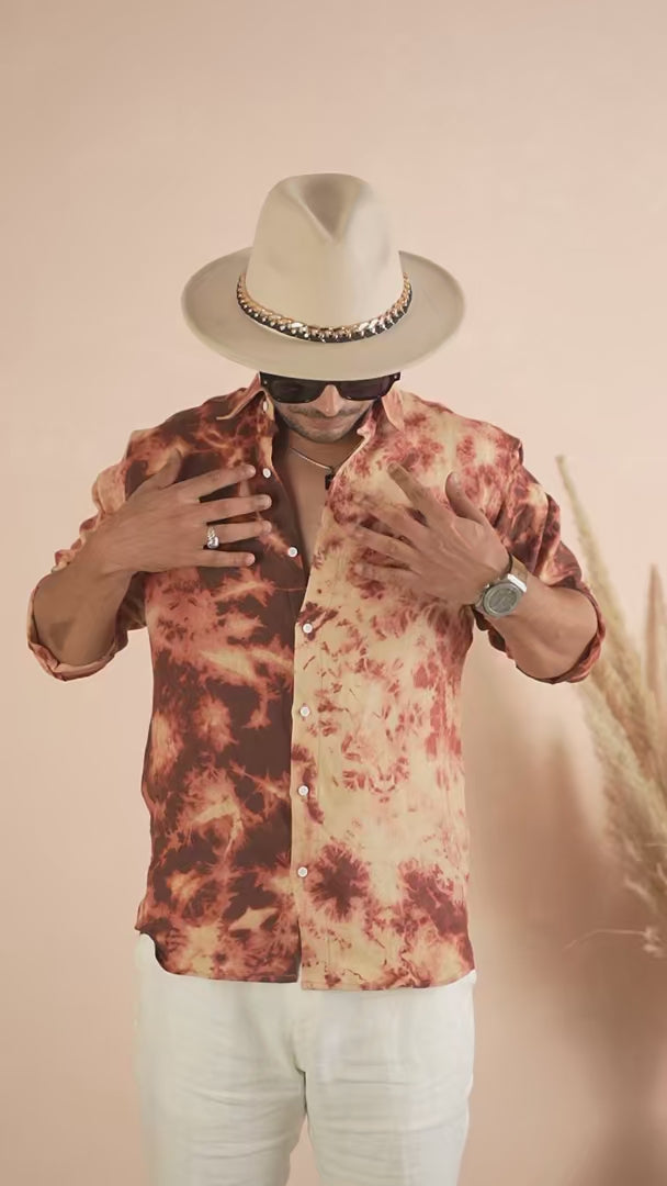 Tie & Dye Dusty Terracotta Pure Linen Shirt