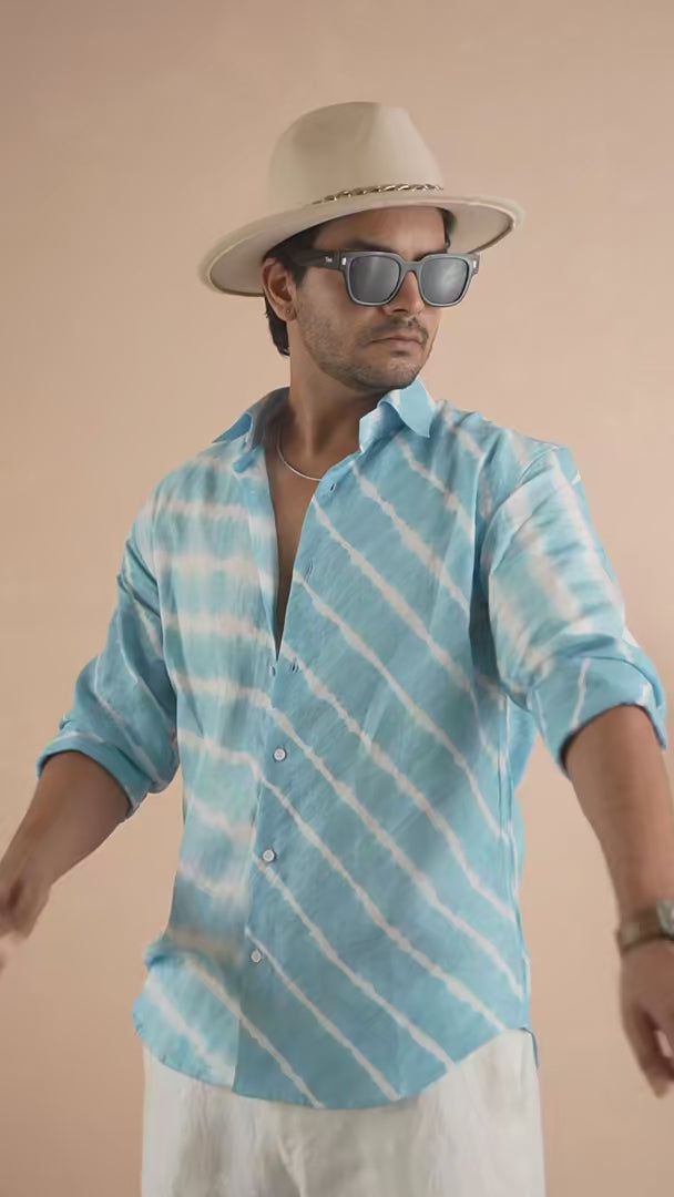 Leheriya Powder Blue Pure Linen Shirt