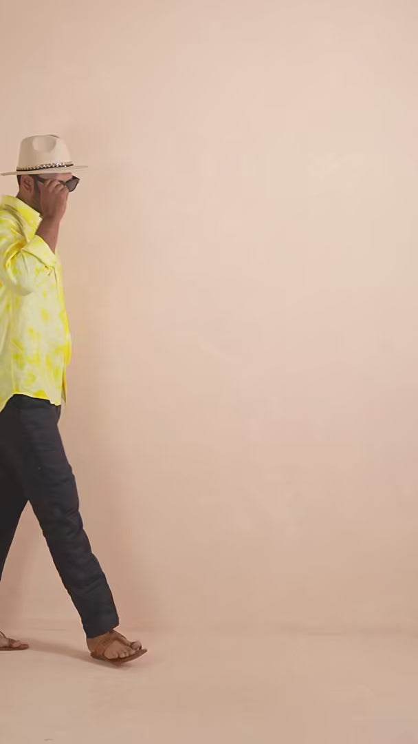 Tie & Dye Yellow Pure Linen Shirt