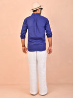 Solid Cobalt Blue Pure Linen Shirt