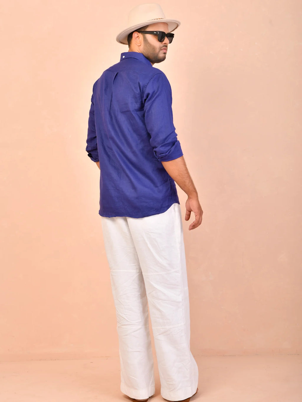 Solid Cobalt Blue Pure Linen Shirt