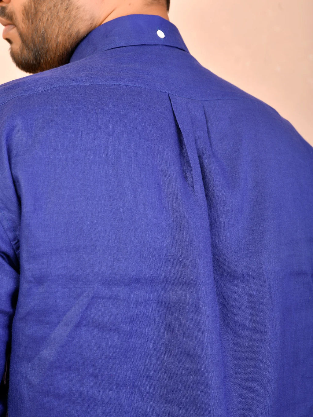 Solid Cobalt Blue Pure Linen Shirt