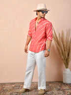 Leheriya Coral Red Pure Linen Shirt