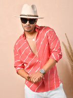 Leheriya Coral Red Pure Linen Shirt