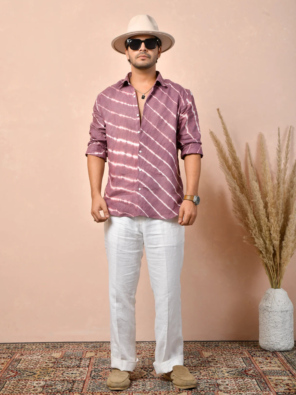 Leheriya Dusty Mauve Pure Linen Shirt