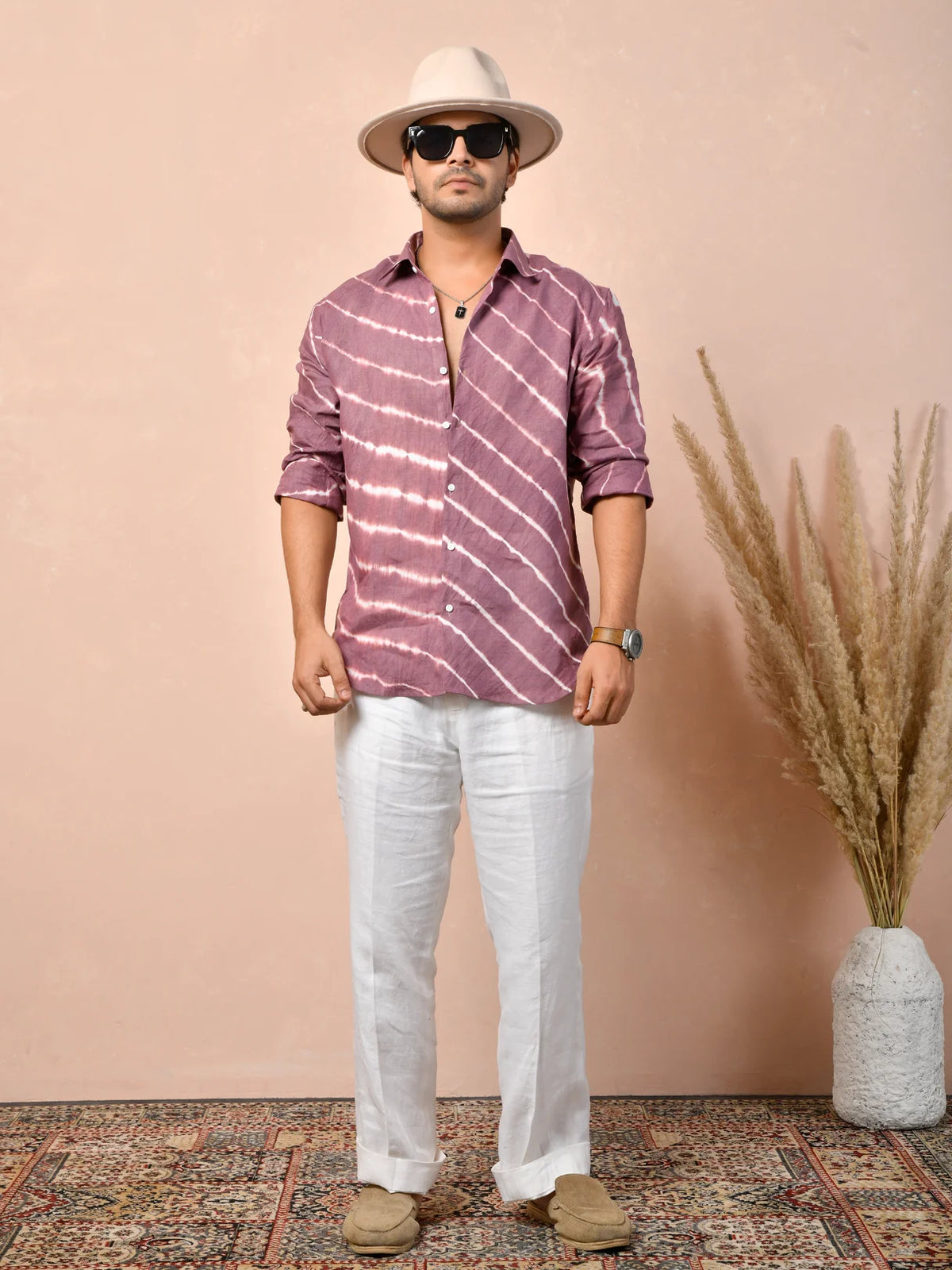 Leheriya Dusty Mauve Pure Linen Shirt