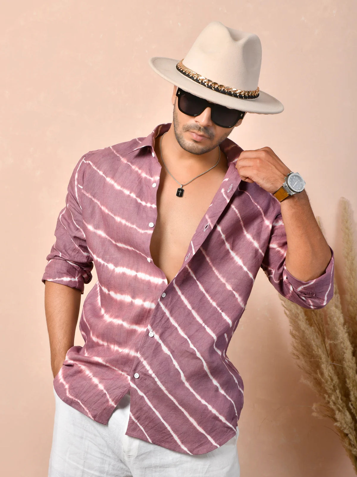 Leheriya Dusty Mauve Pure Linen Shirt