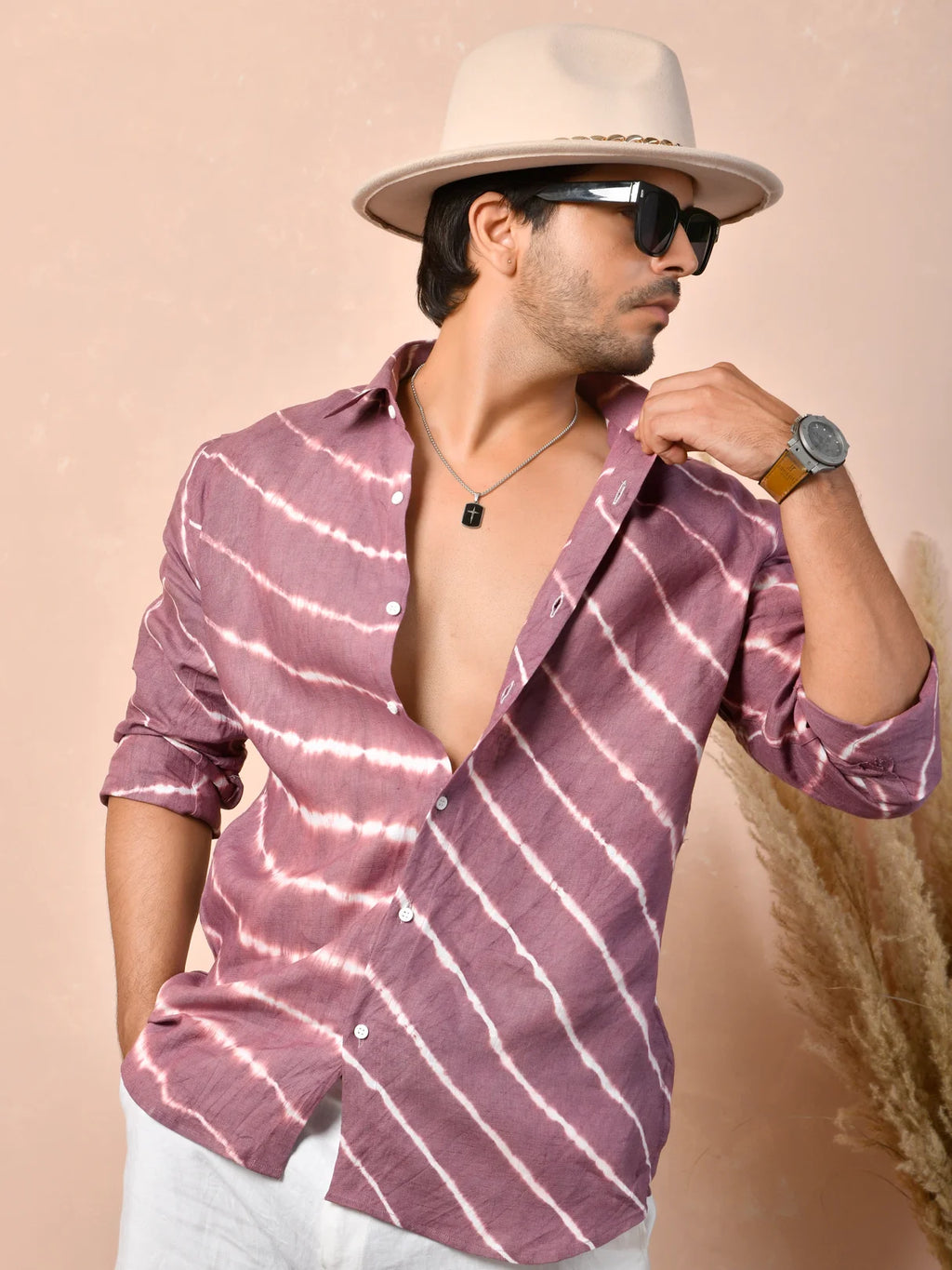 Leheriya Dusty Mauve Pure Linen Shirt