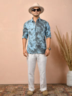 Tie & Dye Dusty Sky Blue Pure Linen Shirt