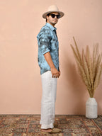 Tie & Dye Dusty Sky Blue Pure Linen Shirt