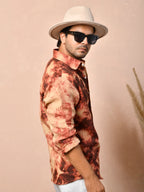 Tie & Dye Dusty Terracotta Pure Linen Shirt