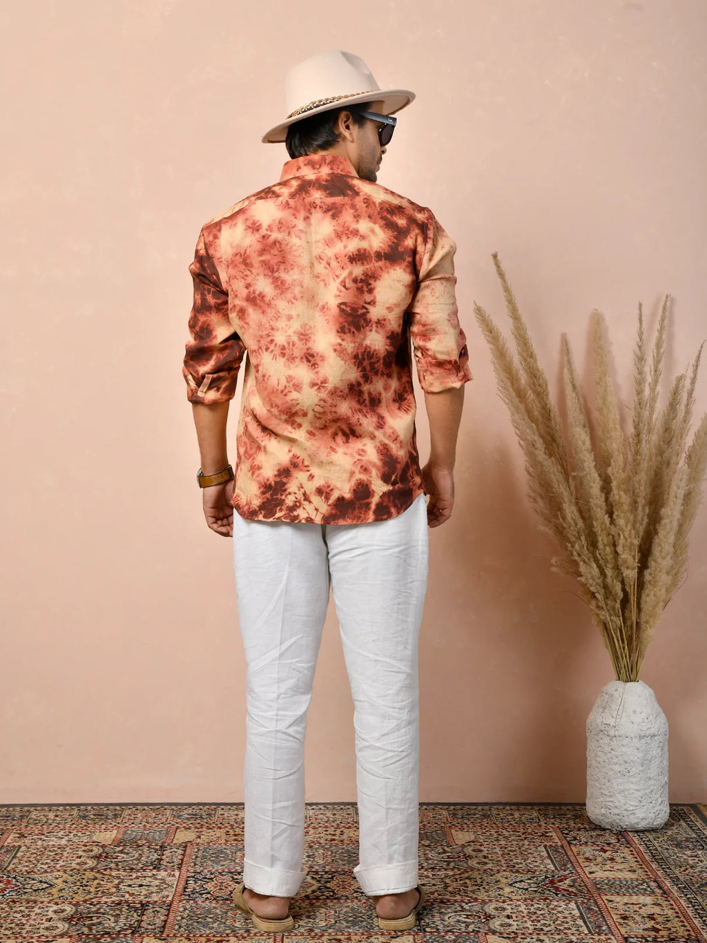 Tie & Dye Dusty Terracotta Pure Linen Shirt