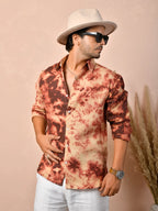 Tie & Dye Dusty Terracotta Pure Linen Shirt
