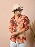Tie & Dye Dusty Terracotta Pure Linen Shirt