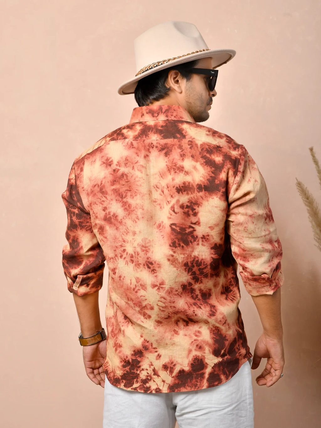 Tie & Dye Dusty Terracotta Pure Linen Shirt