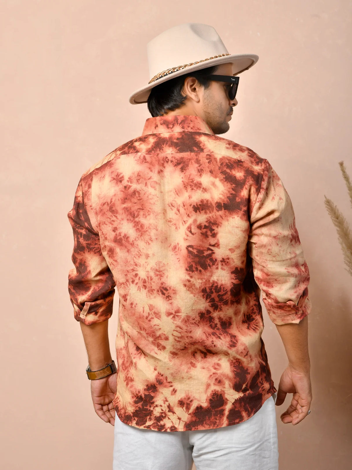 Tie & Dye Dusty Terracotta Pure Linen Shirt