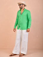 Solid Emerald Green Pure Linen Shirt