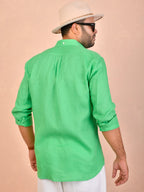 Solid Emerald Green Pure Linen Shirt