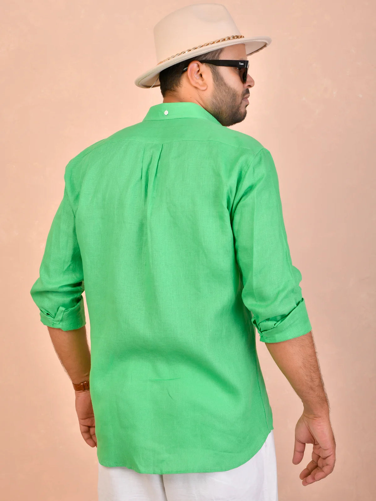 Solid Emerald Green Pure Linen Shirt