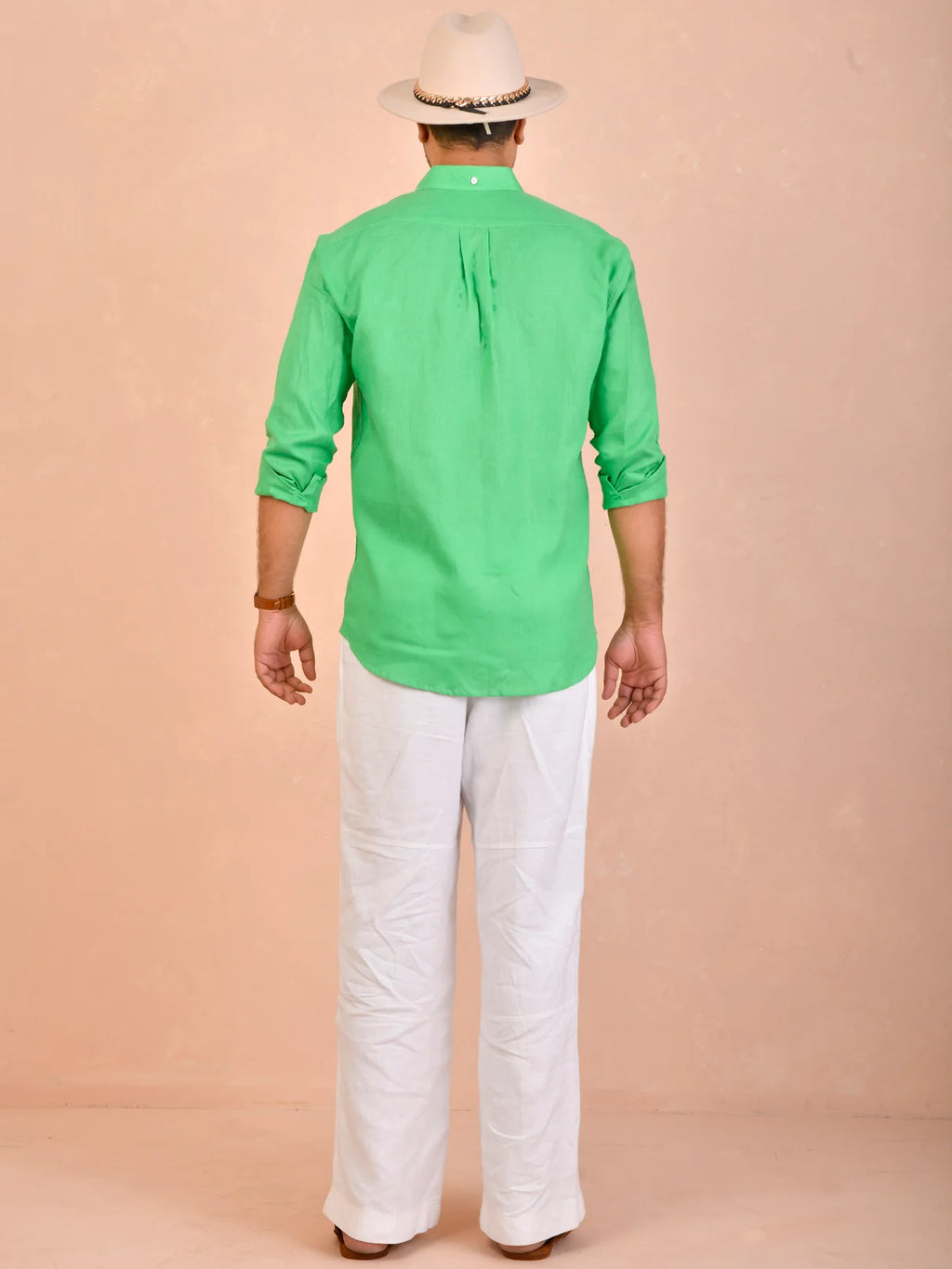 Solid Emerald Green Pure Linen Shirt