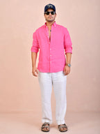 Solid Hot Pink Pure Linen Shirt