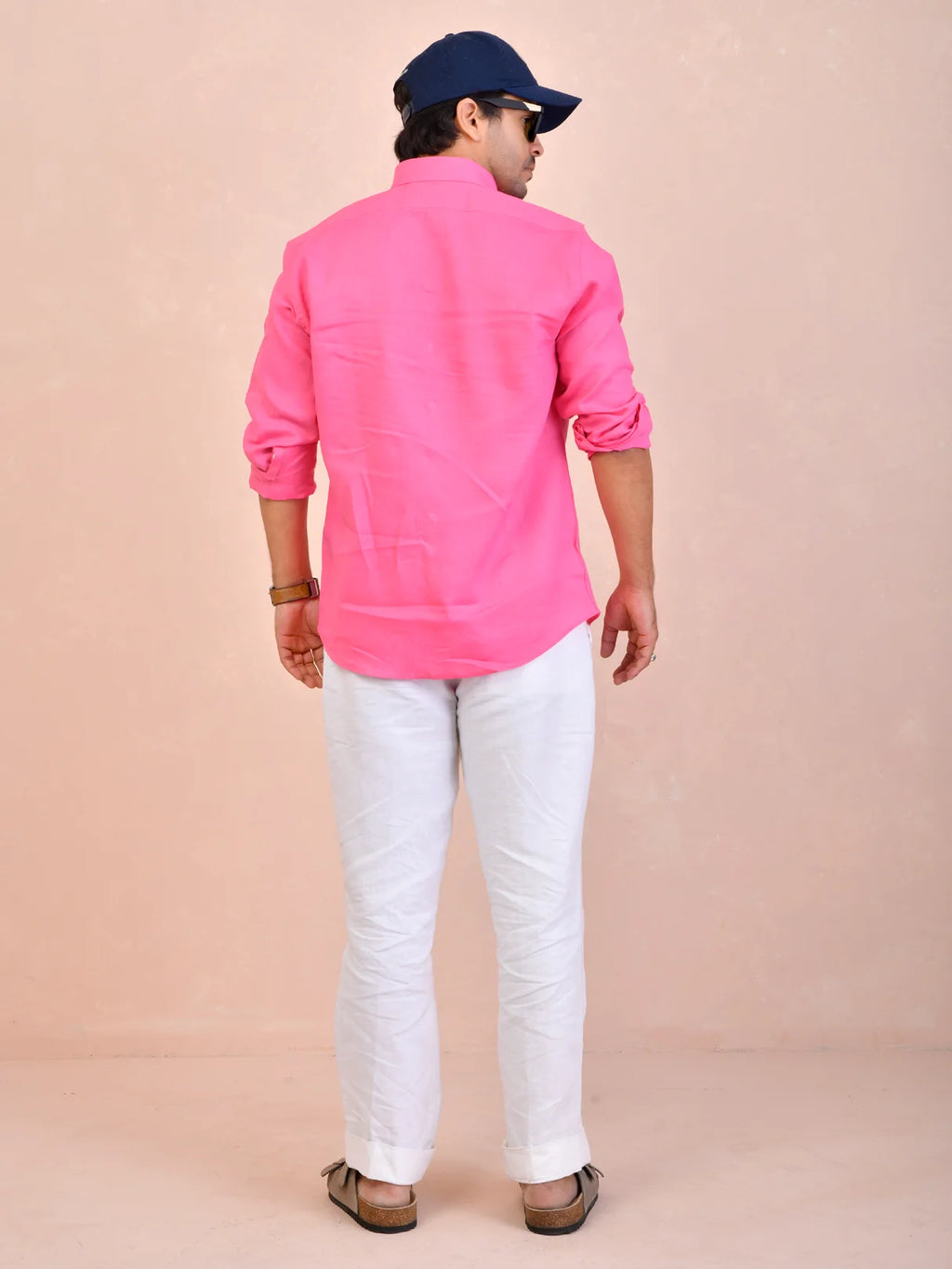 Solid Hot Pink Pure Linen Shirt