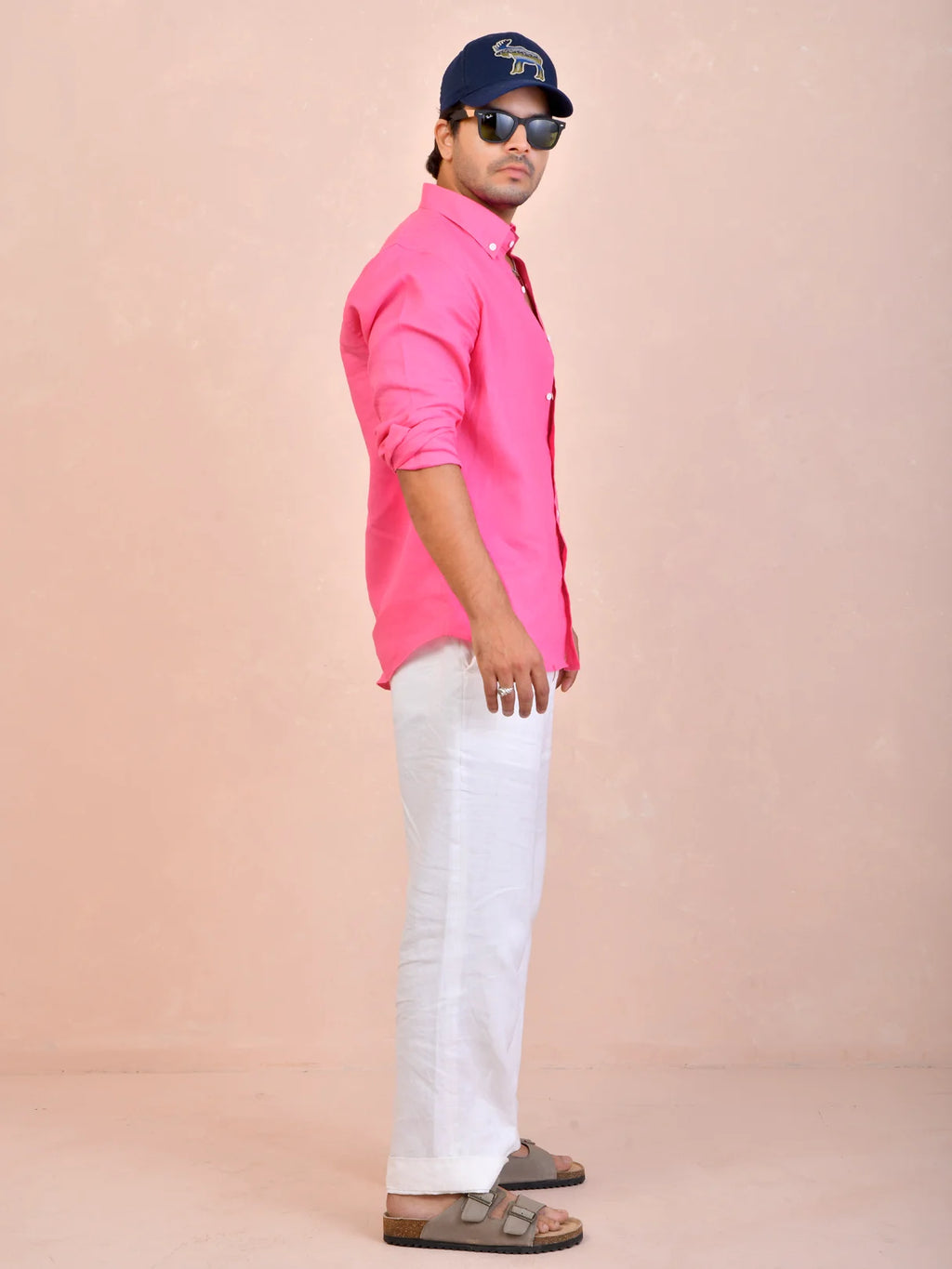 Solid Hot Pink Pure Linen Shirt