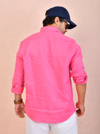 Solid Hot Pink Pure Linen Shirt