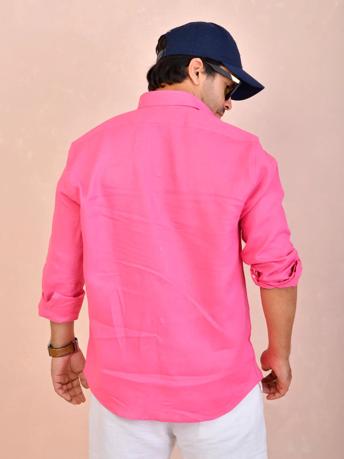 Solid Hot Pink Pure Linen Shirt