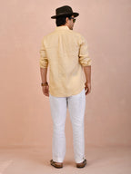 Solid Light Butter Yellow Pure Linen Shirt