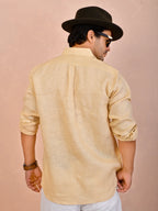 Solid Light Butter Yellow Pure Linen Shirt