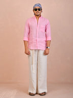 Solid Light Pink Pure Linen Shirt