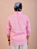 Solid Light Pink Pure Linen Shirt