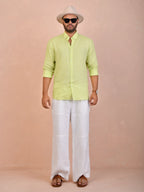 Solid Lime Green Pure Linen Shirt