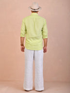 Solid Lime Green Pure Linen Shirt