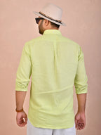 Solid Lime Green Pure Linen Shirt